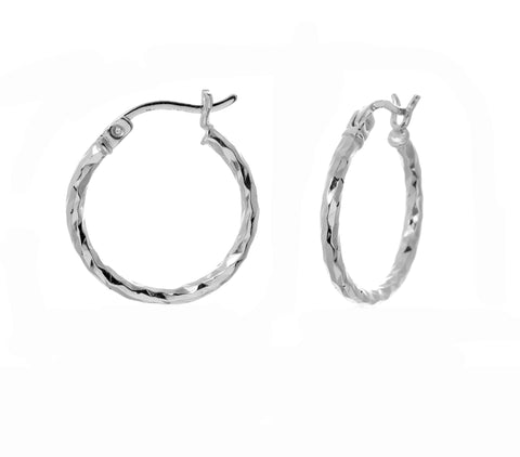 Sterling Silver Laser Snap Hoops