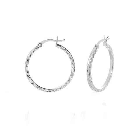 Sterling Silver Diamond Cut Hoops