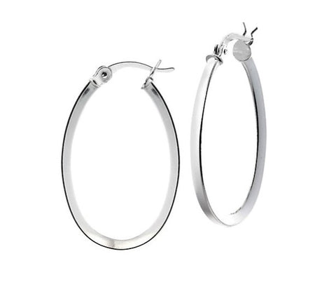 Sterling Silver Knife Edge Oval Hoops