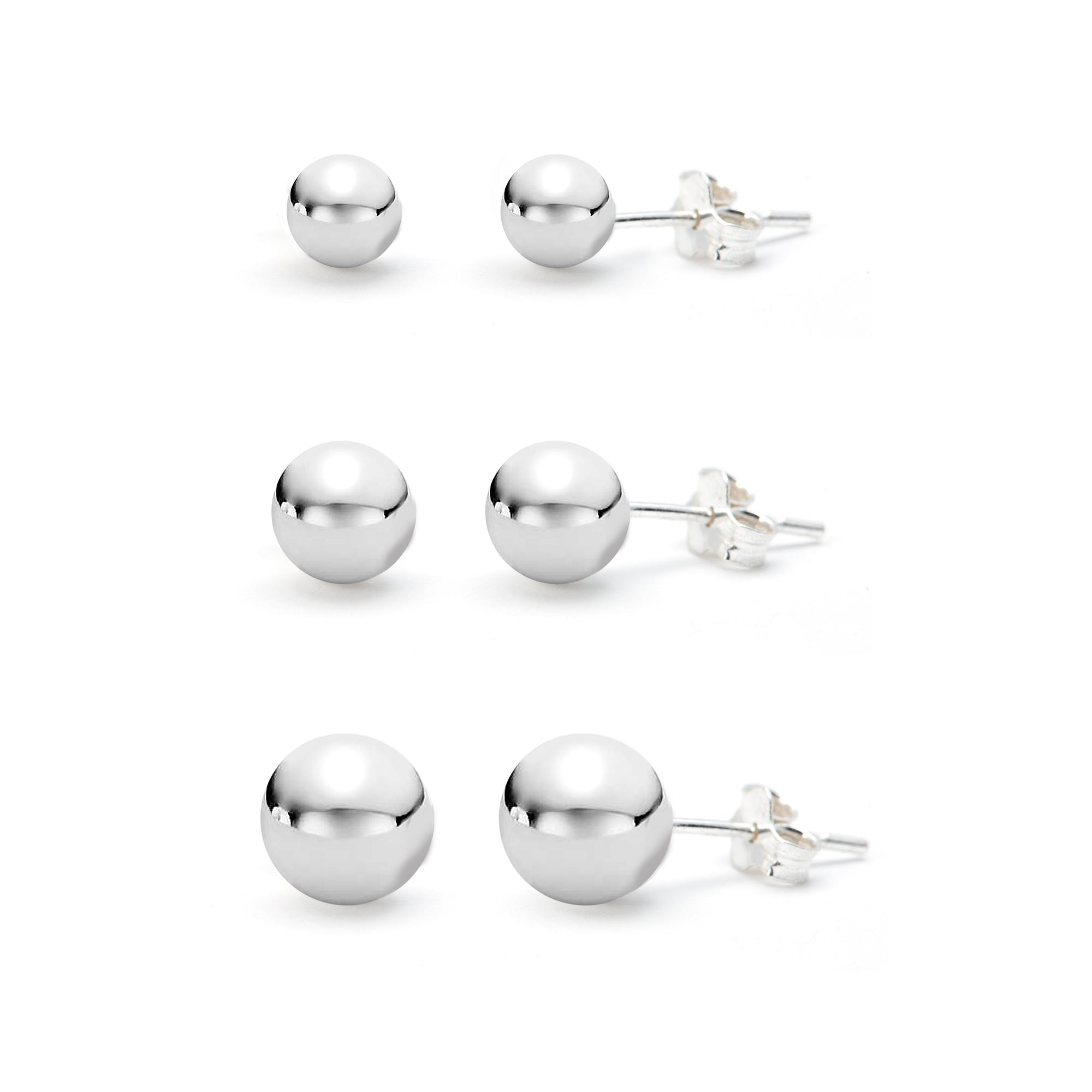 Sterling Silver Polished Ball Trio