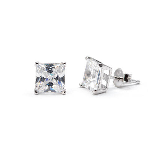 Sterling Silver Cubic Zirconia Square Studs