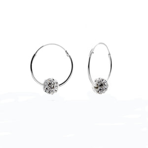 Sterling Silver Crystal Ball Hoops