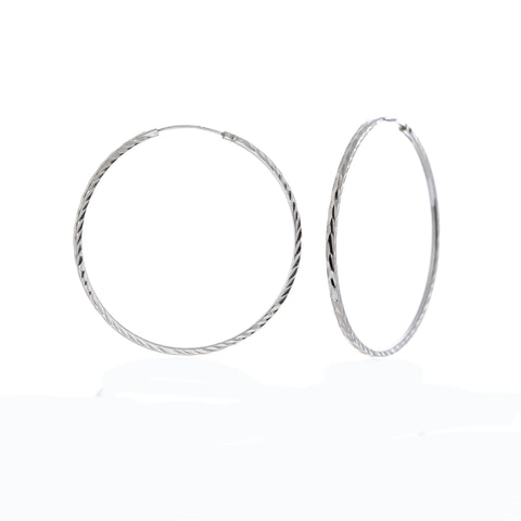 Sterling Silver Diamond Cut Endless Hoops