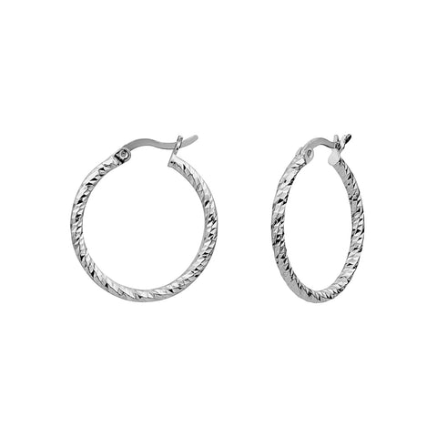 Sterling Silver Diamond Cut Hoops