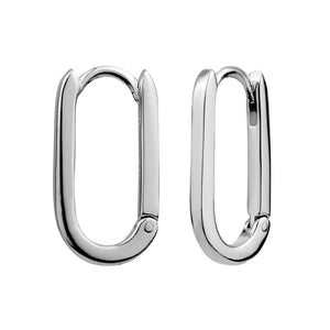 Sterling Silver Oval Box Hoops