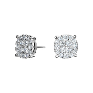 Sterling Silver Round Cluster Cubic Zirconia Studs