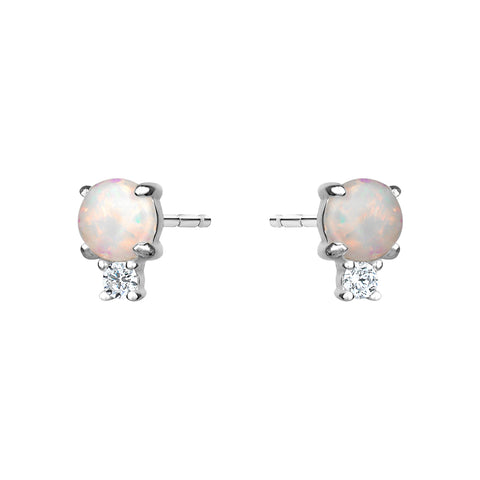 Sterling Silver Opal Cubic Zirconia Studs