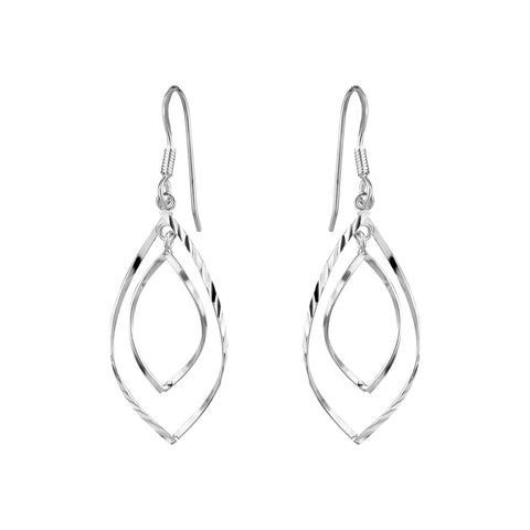 Sterling Silver Double Teardrop Drop Earrings