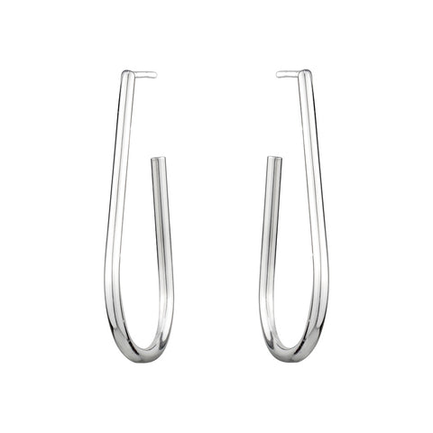 Sterling Silver Oval Demi Hoops