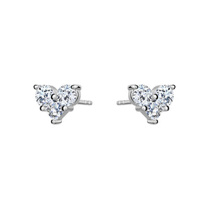 Sterling Silver Cubic Zirconia Cluster Heart Studs