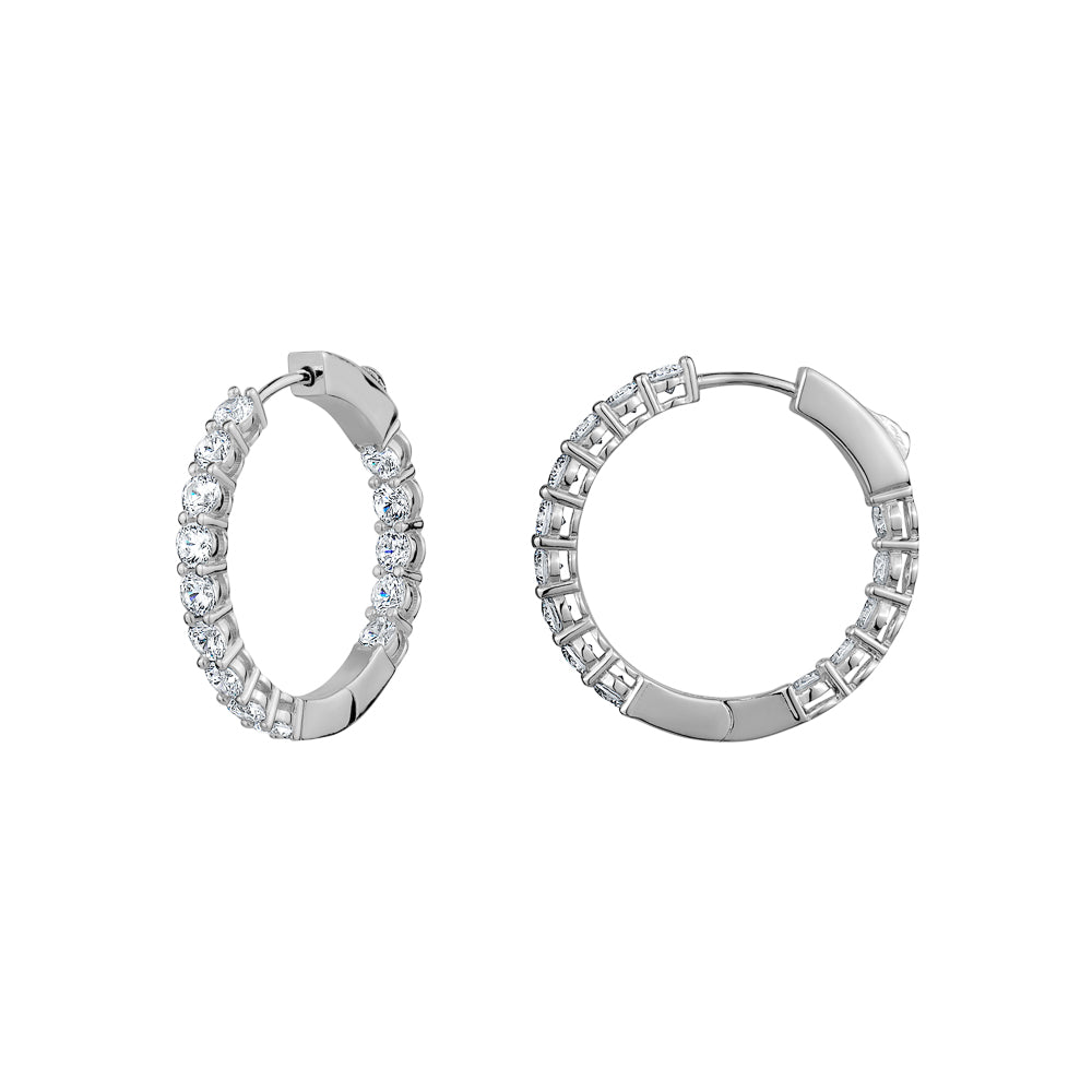 Sterling Silver Cubic Zirconia In & Out Hoops