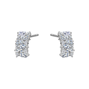 Sterling Silver Cubic Zirconia Curved Bar Studs