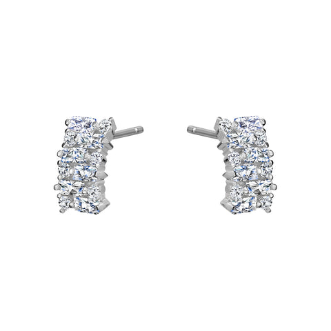 Sterling Silver Cubic Zirconia Curved Bar Studs