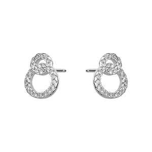 Sterling Silver Cubic Zirconia Looped Circle Studs