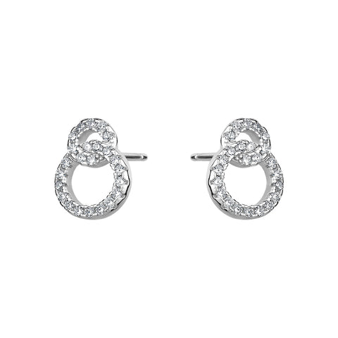 Sterling Silver Cubic Zirconia Looped Circle Studs