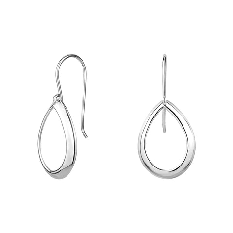 Sterling Silver Flat Teardrop Drop Earrings