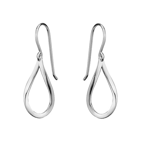 Sterling Silver Long Twisted Teardrop Drop Earrings