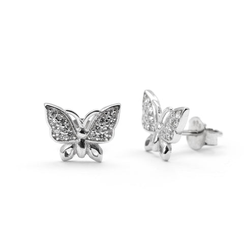 Sterling Silver Cubic Zirconia Butterfly Studs