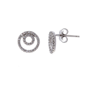 Sterling Silver Double Circle Cubic Zirconia Studs