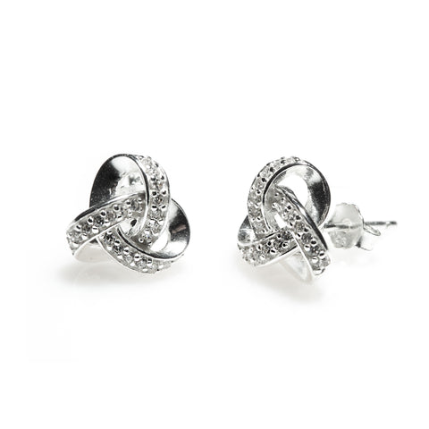 Sterling Silver Cubic Zirconia Loveknot Studs