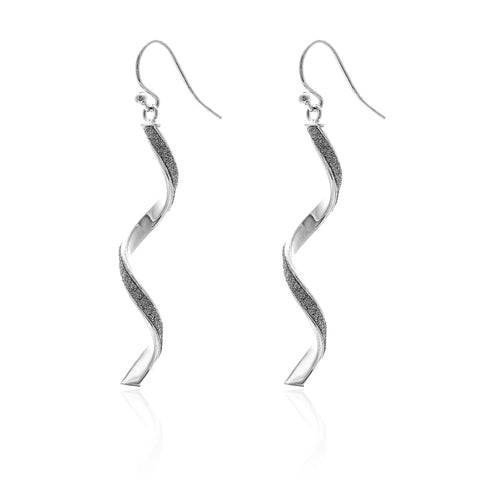 Sterling Silver Stardust Twist Drop Earrings