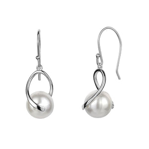 Sterling Silver Twist Pearl Drop Earrings