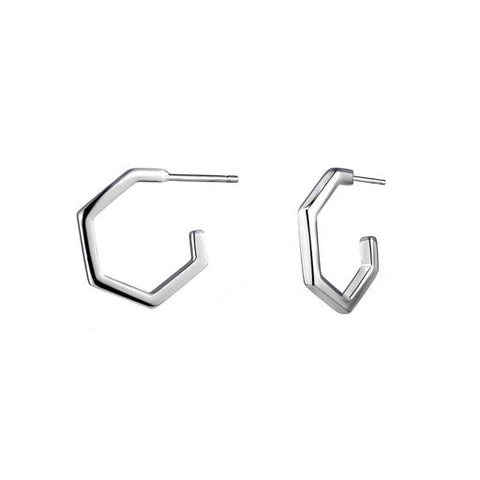 Sterling Silver Hexagon 1/2 Hoops