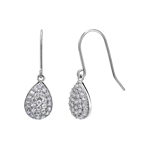 Sterling Silver Cubic Zirconia Teardrop Drop Earrings