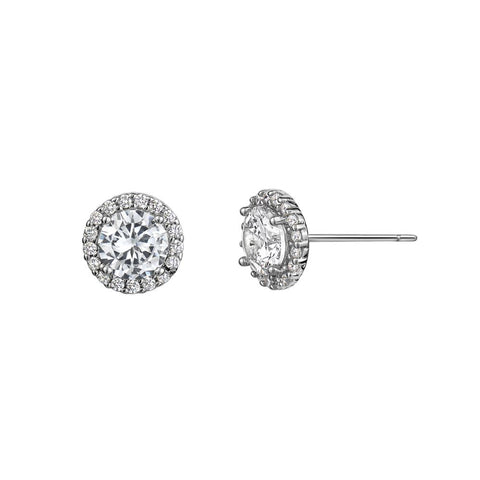 Sterling Silver Cubic Zirconia Halo Studs