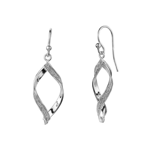 Sterling Silver Stardust Twist Drop Earrings