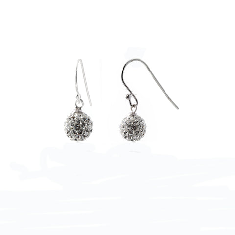 Sterling Silver Crystal Ball Drop Earrings