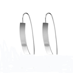 Sterling Silver Wide Polished Bar Drop Earrings