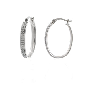 Sterling Silver Large Oval Stardust Hoops