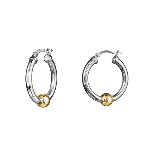 Sterling Silver Gold Ball Hoops