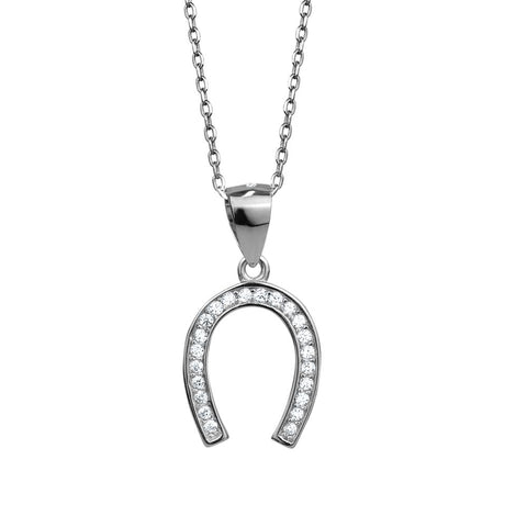 Sterling Silver Cubic Zirconia Horseshoe Pendant