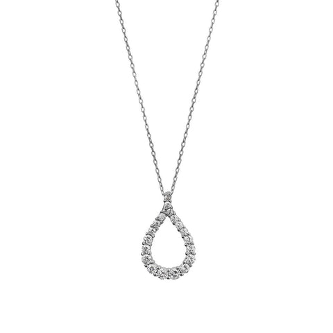 Sterling Silver Open Cubic Zirconia Swirl Teardrop Pendant