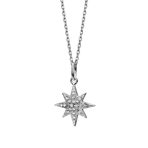 Sterling Silver Cubic Zirconia Starburst Pendant