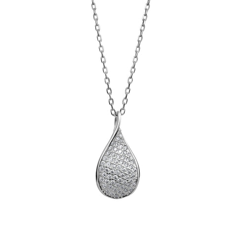 Sterling Silver Pave Teardrop Pendant