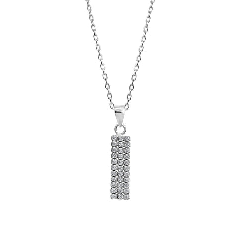 Sterling Silver Cubic Zirconia Vertical Bar Pendant