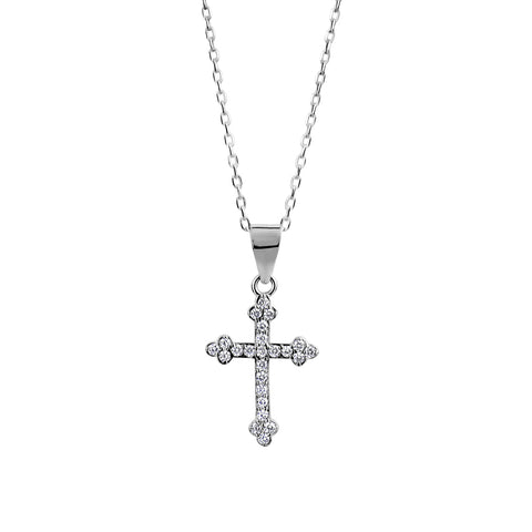 Sterling Silver Cubic Zirconia Antique Cross Pendant