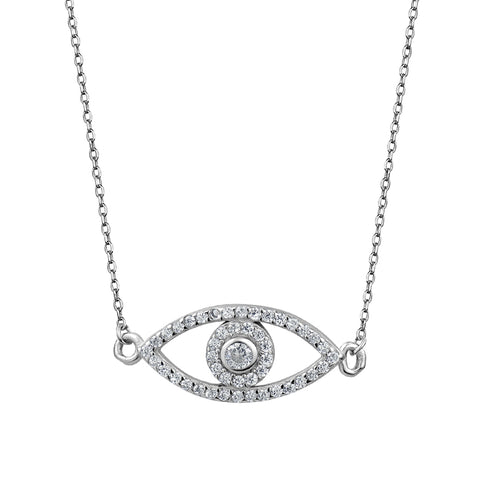 Sterling Silver Cubic Zirconia Evil Eye Pendant