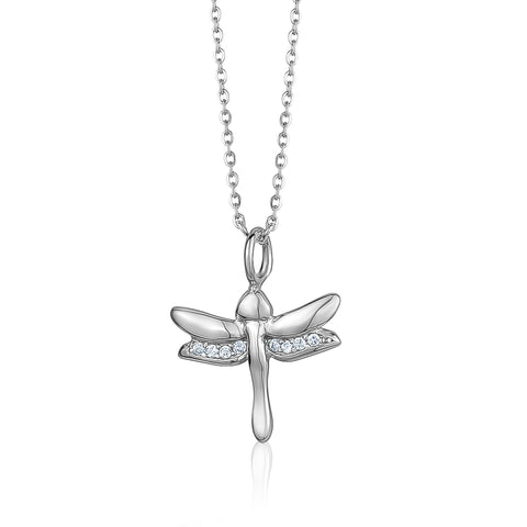 Sterling Silver Cubic Zirconia Dragonfly Pendant