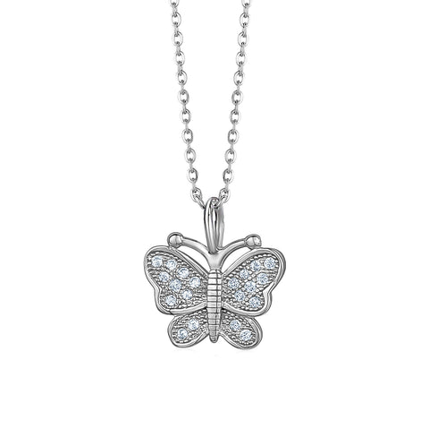 Sterling Silver Cubic Zirconia Butterfly Pendant