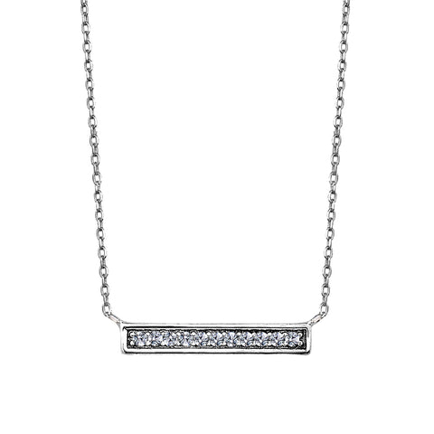 Sterling Silver Cubic Zirconia Bar Necklace