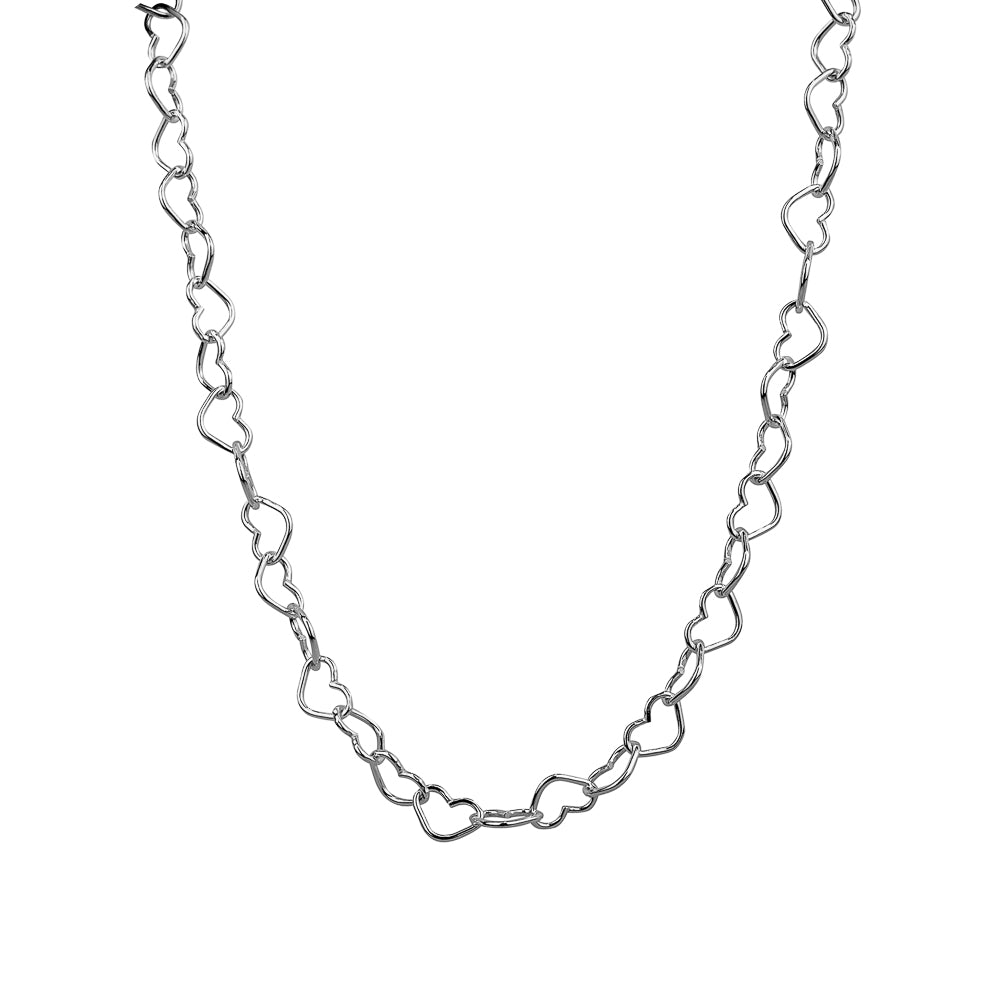 Sterling Silver Open Heart Link Necklace