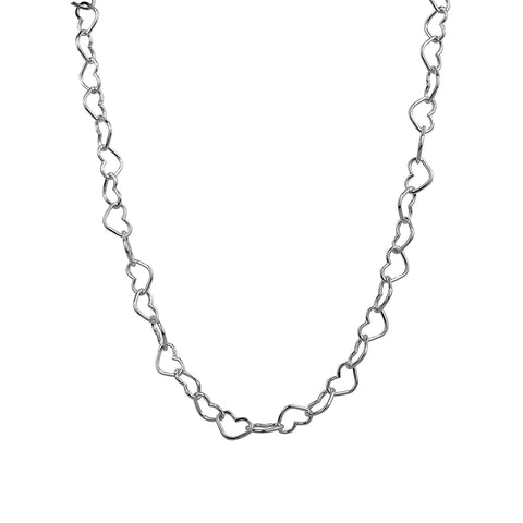 Sterling Silver Open Heart Link Necklace