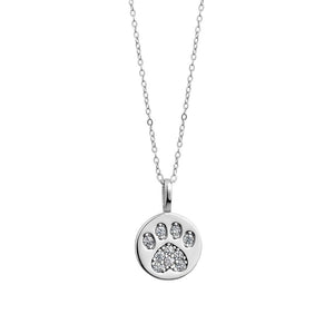 Sterling Silver Cubic Zirconia Paw Print Pendant