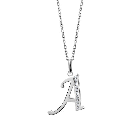 Sterling Silver Cubic Zirconia "A" Initial Pendant