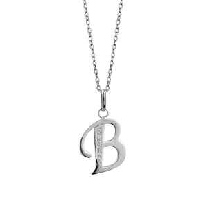 Sterling Silver Cubic Zirconia "B" Initial Pendant