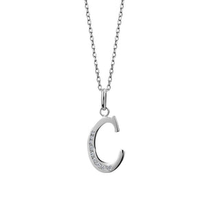 Sterling Silver Cubic Zirconia "C" Initial Pendant